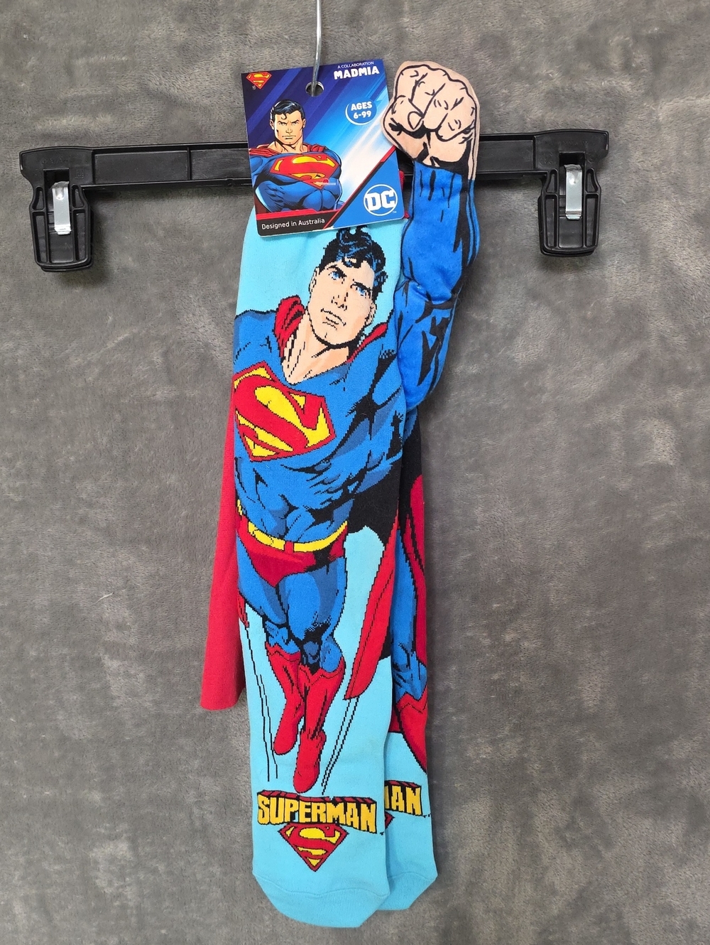 DC Superman Graphic Crew Socks - Blue, Red & Yellow-Unisex